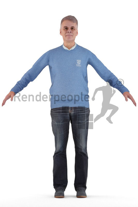 Rigged 3D People model for Maya and Cinema 4D – elderly white man in smart casual look