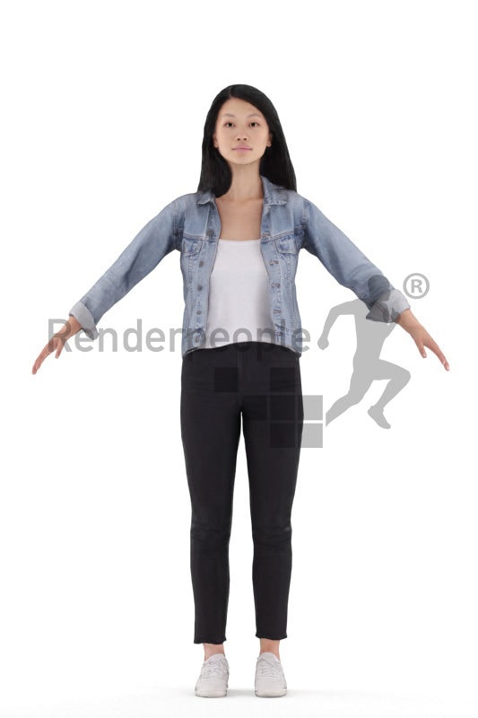 3d people casual, 3d asian woman rigged