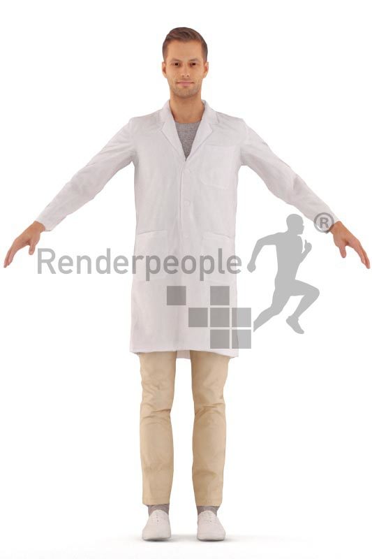 3d people healthcare, white 3d man rigged