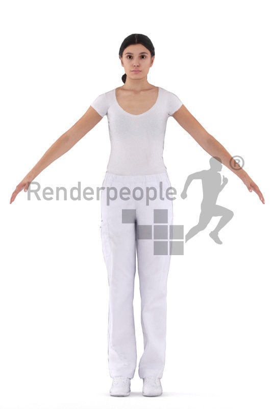 3d people healthcare, white 3d woman rigged