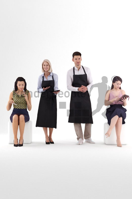 Posed 3D People model for visualization – Bundle, people in restaurants/gastronomy