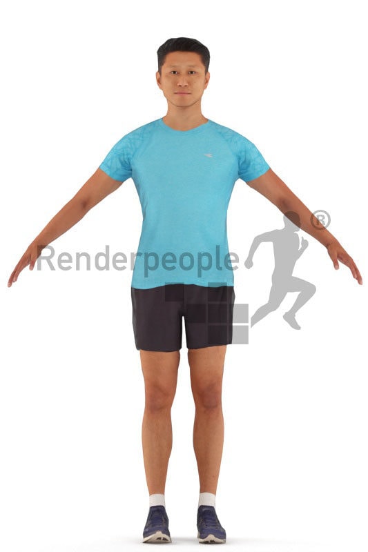 3d people sports, 3d asian man rigged