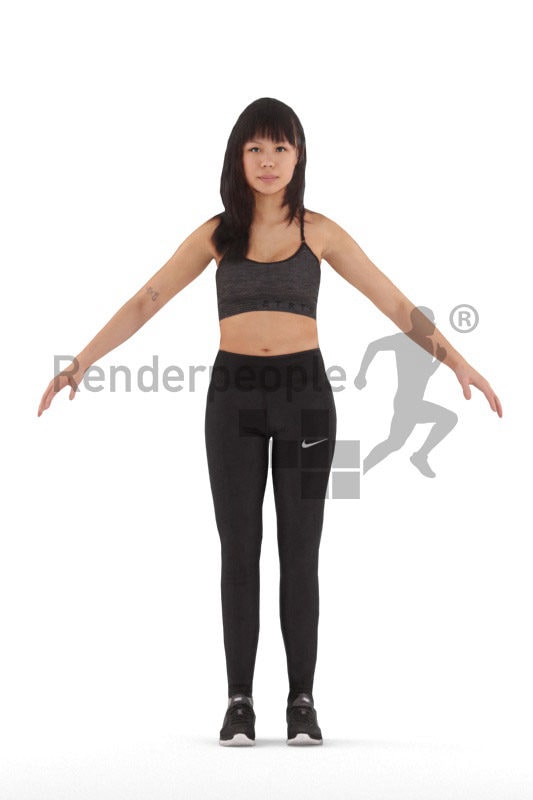 3d people sports, 3d asian woman rigged
