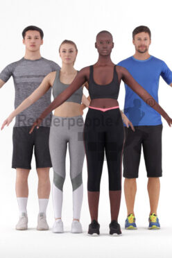 Rigged 3D People model for Maya and Cinema 4D – sports bundle