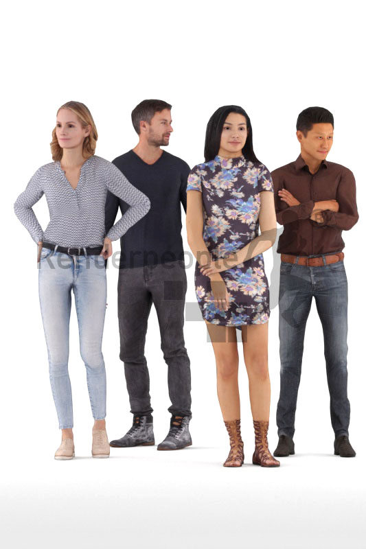 Animated 3D People model for realtime, VR and AR – bundle animated standing
