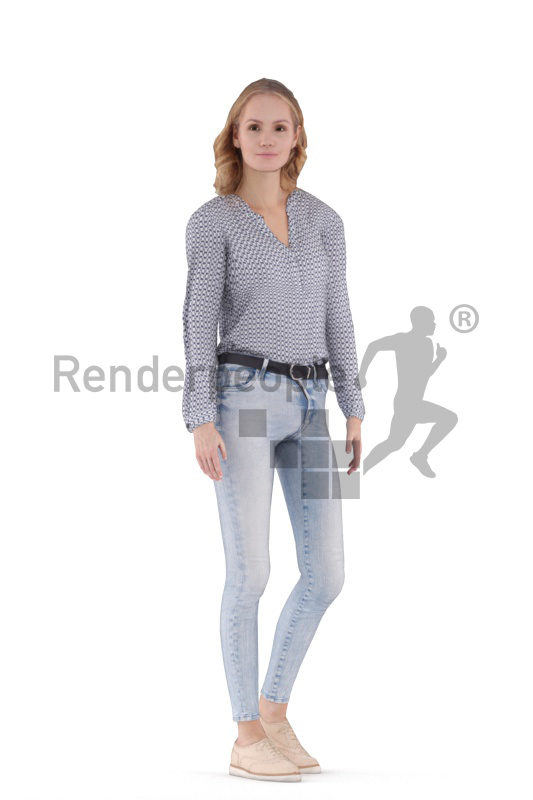 Animated 3D People model for 3ds Max and Maya – european woman in smart casual outfit, standing