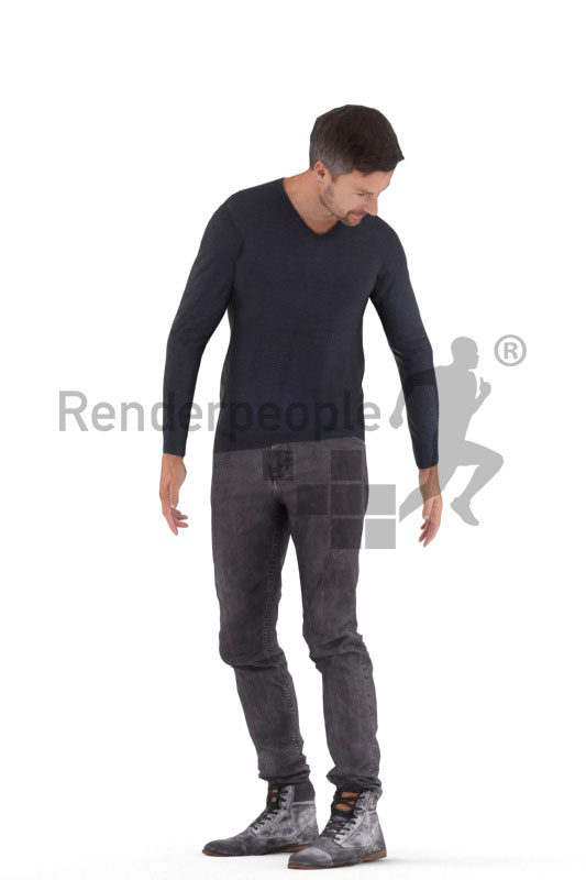 Animated 3D People model for Unreal Engine and Unity – european man in casual outfit, standing