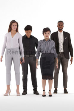 Animated 3D People model for realtime, VR and AR – bundle, standing, office, business look