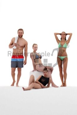 bundle of in swimwear dressed 3d people