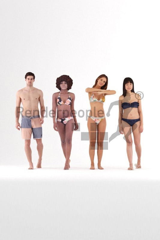 3d people swimwear, 3d human bundle for beach and pool renderings