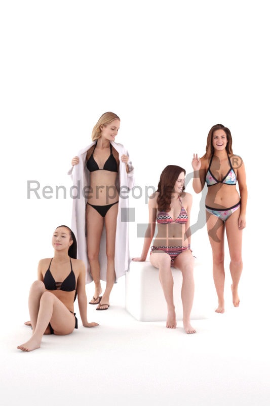 Posed 3D People model for renderings – Bundle females in swimm wear