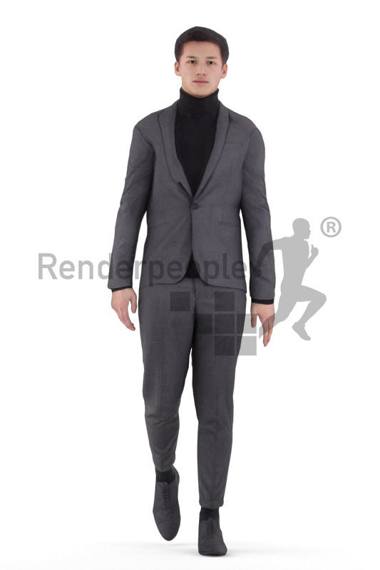 Animated human 3D model by Renderpeople – european male in business outfit, walking