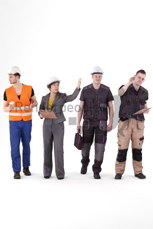 Posed 3D People model for visualization – Bundle, people in workwear