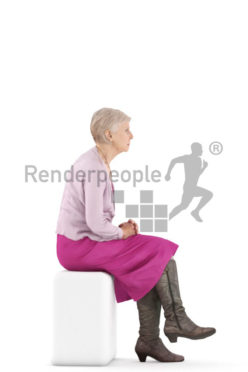 3d people casual, best ager woman sitting