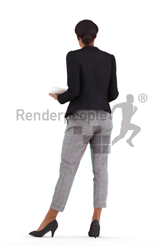 3D People model for 3ds Max and Blender – black woman in business suits, doing a presentation