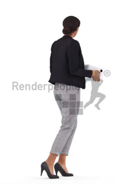 3D People model for 3ds Max and Blender – black woman in business suits, walking