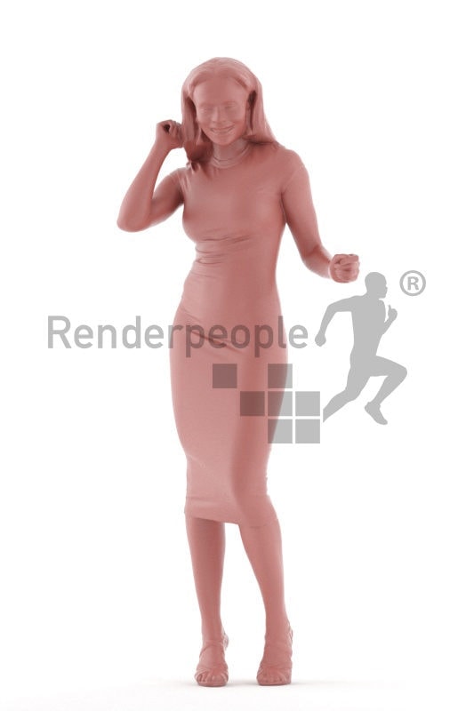 Realistic 3D People model by Renderpeople, black woman, event, dancing