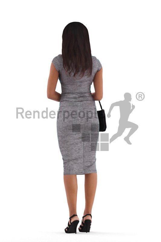 Realistic 3D People model by Renderpeople, black woman, event