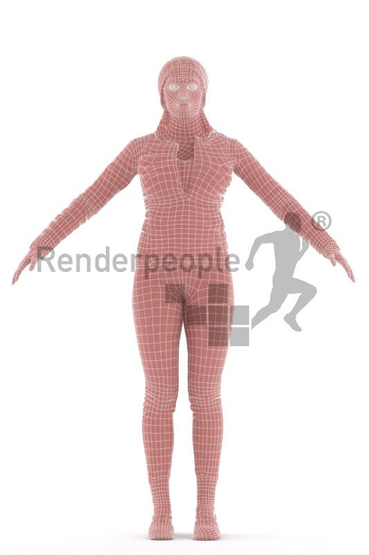 Rigged 3D People model for Maya and 3ds Max – black woman outdoor