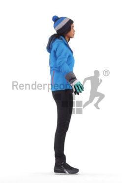 Rigged 3D People model for Maya and 3ds Max – hispanic woman/ latina, in skioutfit/outdoor