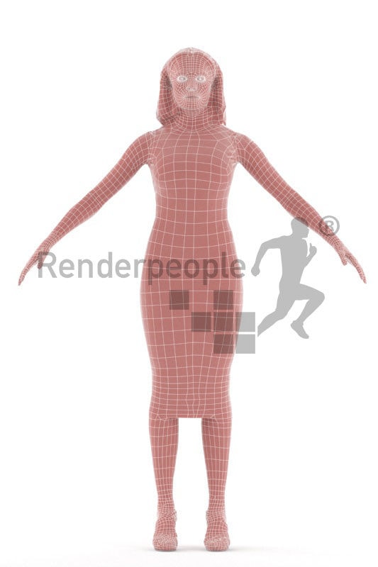 Rigged human 3D model by Renderpeople – black woman in event look