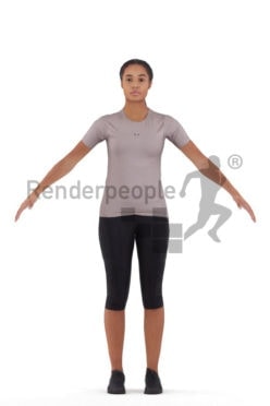 3d people sports, 3d black woman rigged