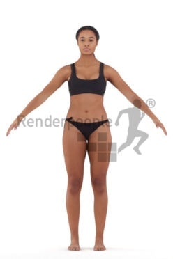 Rigged 3D People model for Maya and 3ds Max – black woman in bikini