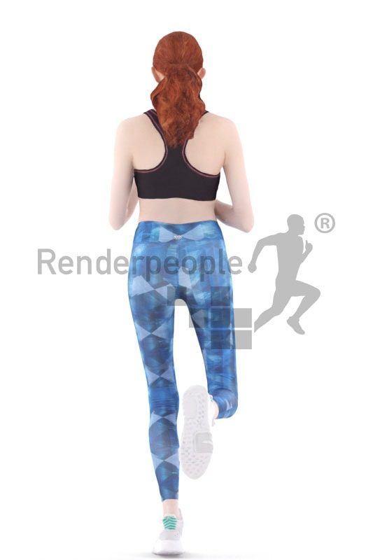 3d people sports, white 3d woman running