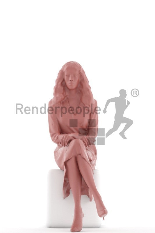 3d people event, white 3d woman sitting