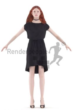 3d people event, rigged woman in A Pose