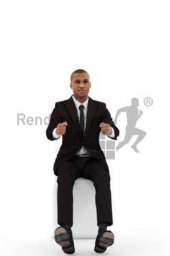 3d people business, black 3d man wearing a suit and driving