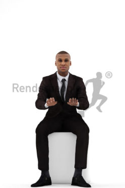 3d people business, black 3d man wearing a suit and typing