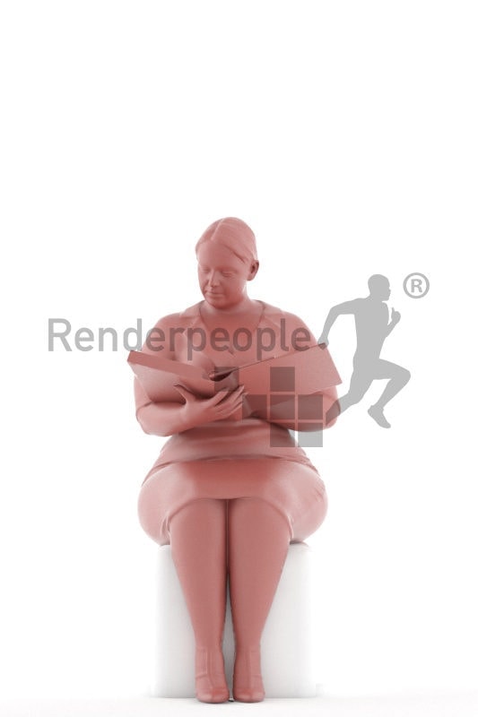 3d people business, white 3d woman reading