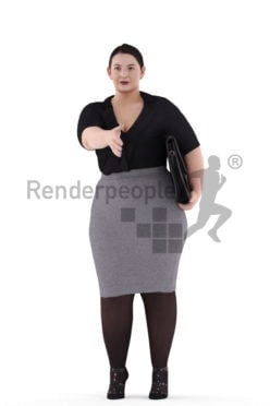 3d people business, white 3d woman handshaking