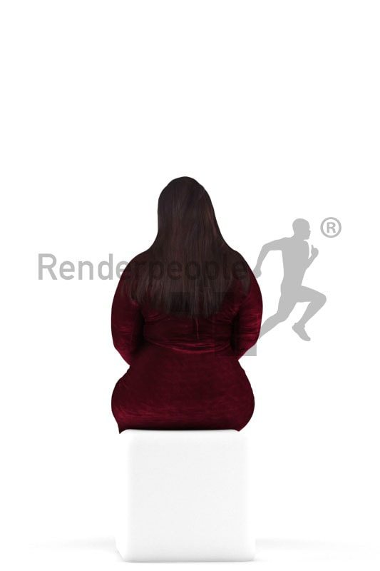 3d people event, white 3d woman sitting