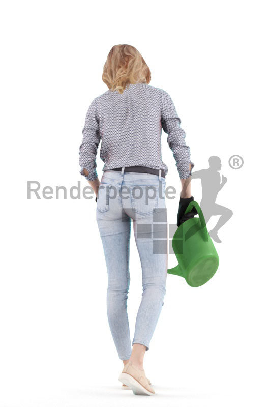 3D People model for 3ds Max and Sketch Up – "european woman, with a watering can
