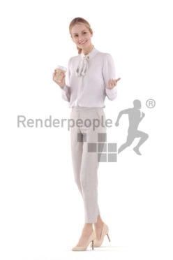 3d people business,3d white woman walking and interacting