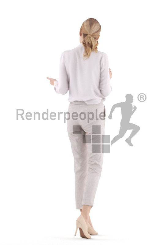 3d people business,3d white woman walking and interacting