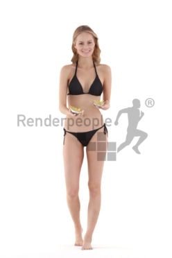 3D People model for 3ds Max and Blender – white woman in bikini with chips