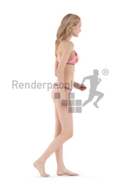 Photorealistic 3D People model by Renderpeople – european woman walking in bikini