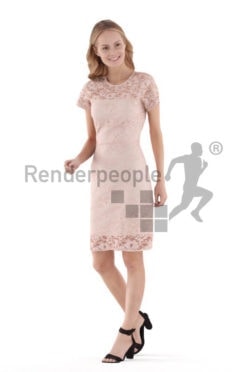 Scanned 3D People model for visualization – white woman, event, walking