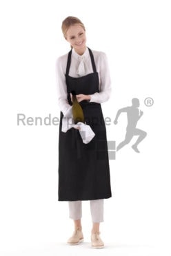 3D People model for 3ds Max and Cinema 4D – white woman, gastronomy serving wine