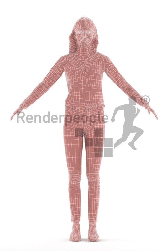 Rigged 3D People model for Maya and Cinema 4D – white female in smart casual clothes