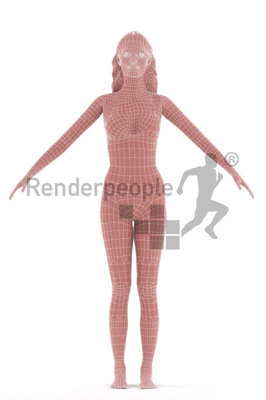 Rigged and retopologized 3D People model – white female in bikini