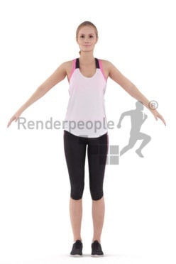 Rigged 3D People model for Maya and 3ds Max – european woman in sports wear
