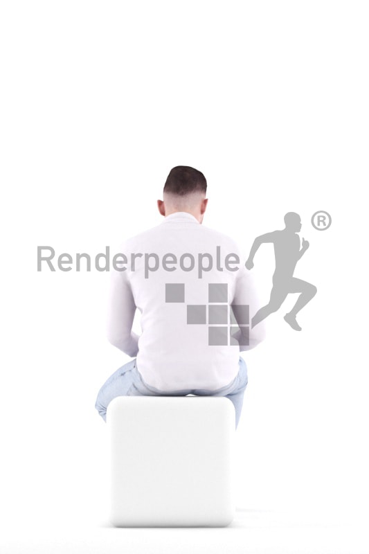 3d people casual, white 3d man sitting and paying