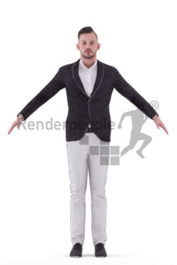 Rigged and retopologized 3D People model, white man smart casual