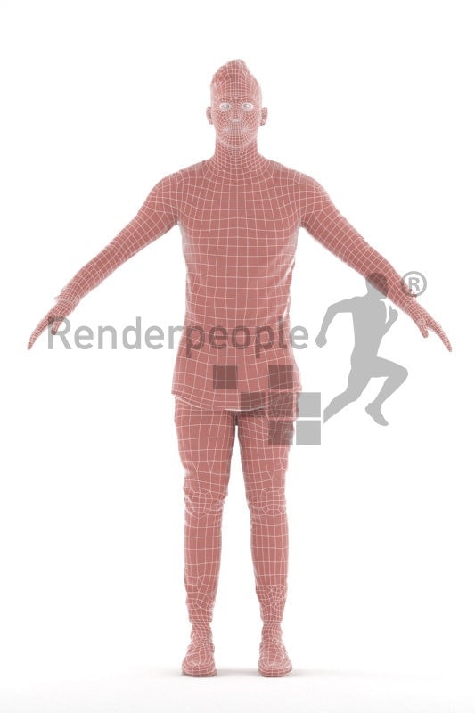 Rigged human 3D model by Renderpeople – young man with casual clothes