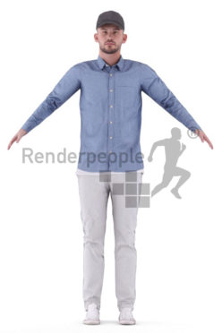 Rigged human 3D model by Renderpeople – white man in casual look