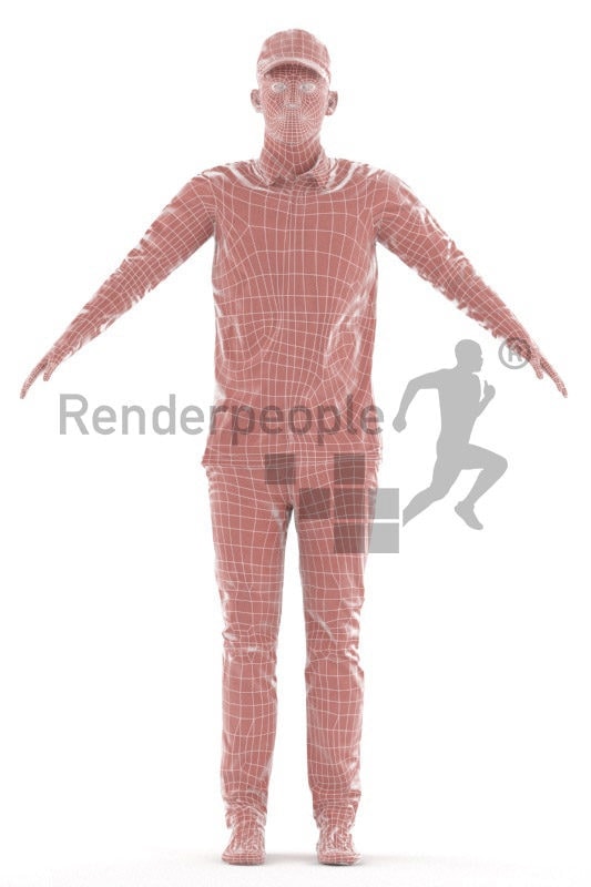 Rigged human 3D model by Renderpeople – white man in casual look